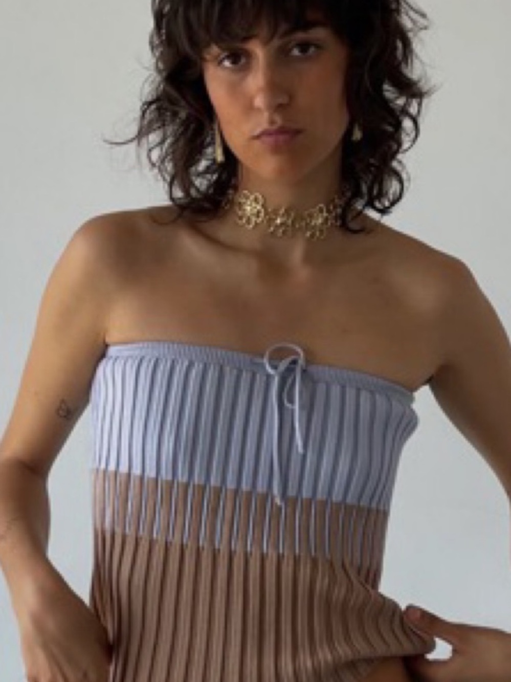 SUSMIES Strapless Ribbed Two-Tone Knit Top or it can be a skirt! ONE SIze